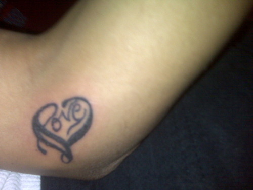 Love Heart Tattoo On Inside Elbow