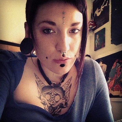 Lower Lip, Septum And Bindi Piercing Picture