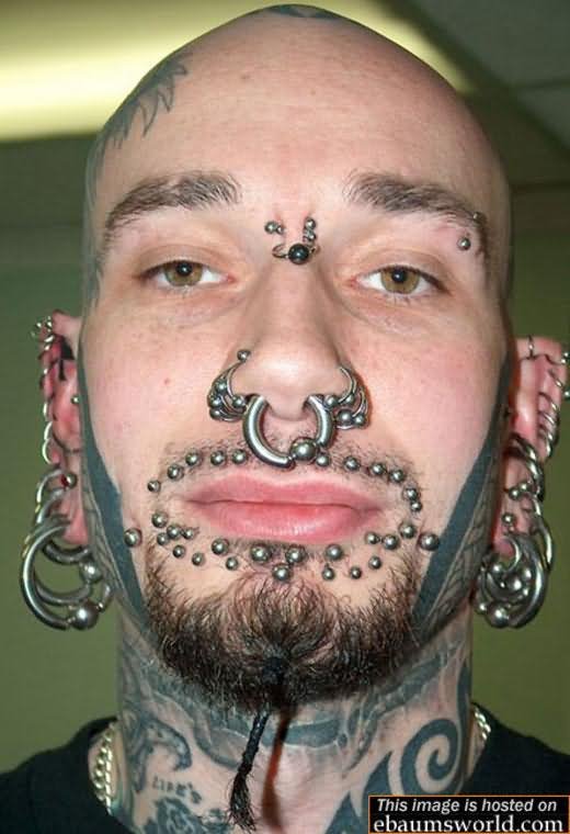 Man Weird Piercing Face Funny Photo