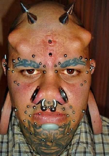 Man Weird Piercing Funny Face Photo