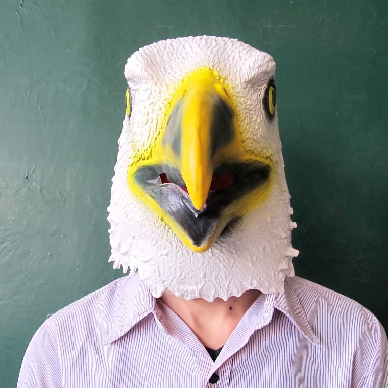 Man With Eagle Face Mask Funny Halloween Image