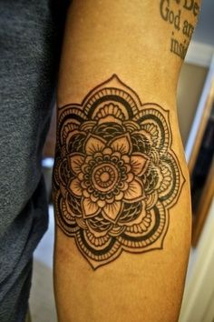 Mandala Flower Tattoo Design For Inside Elbow