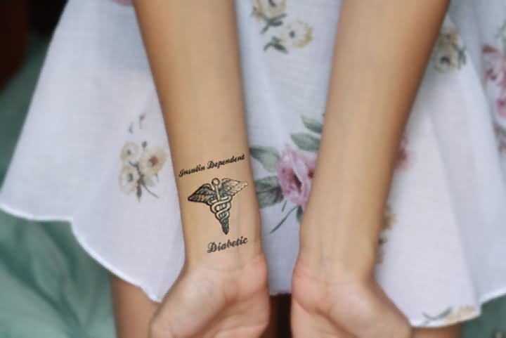 Medical Symbol Tattoo On Girl Wrist