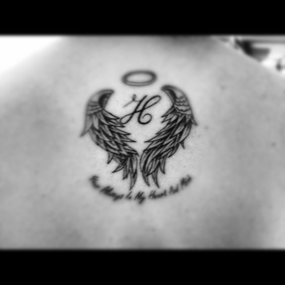 Memorial Angel Wings Tattoo Design For Sister