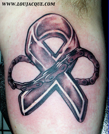 Memorial Black Ink Cancer Ribbon Symbol Tattoo Design