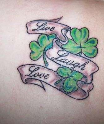 Memorial Clover Leafs With Banner Tattoo Design For Grandpa