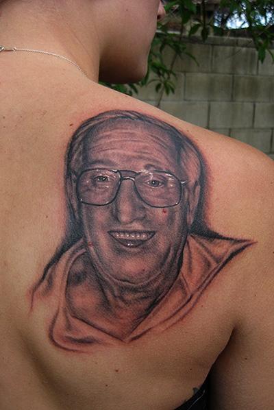 Memorial Grandpa Tattoo On Right Back Shoulder