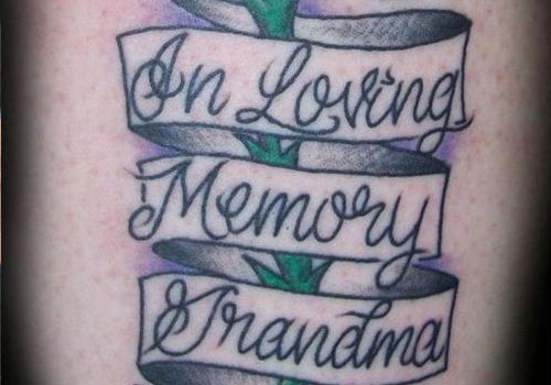 Memorial In Loving Memory Grandma Banner Tattoo Design