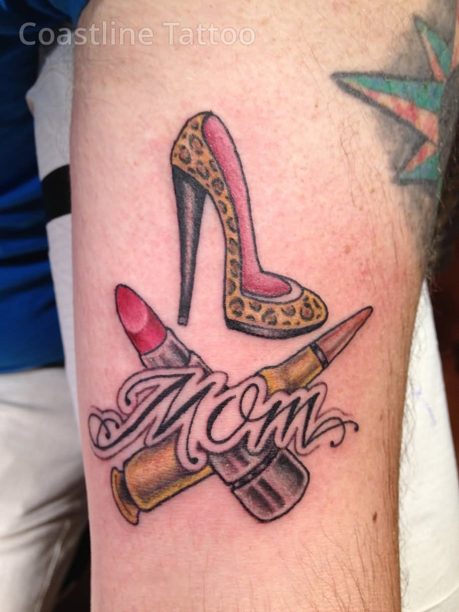 Mom Lipstick Tattoo On Arm Sleeve