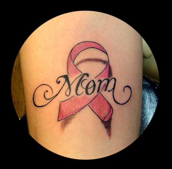 Mom - Memorial Cancer Ribbon Tattoo Design