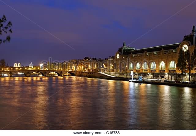Musée d'Orsay On Seine River At Night