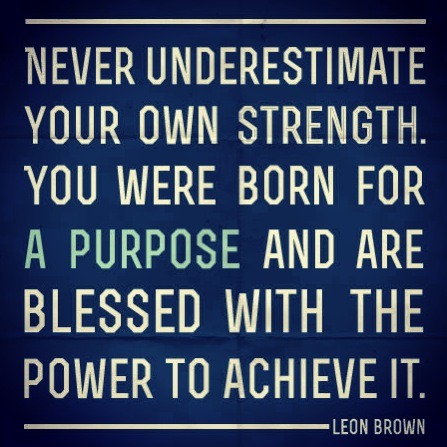 Never Underestimate Your Own Strength You Were Born For A Purpose And Are Blessed With The Power To Achieve It  - Leon Brown