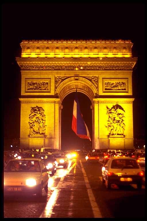 Night Traffic View Of Arc de Triomphe