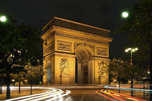 Night View Image Of Arc de Triomphe