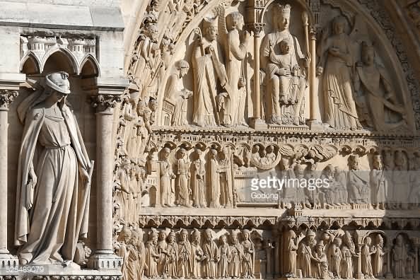 Notre Dame de Paris Cathedral Western Facade Saint Anne Portal