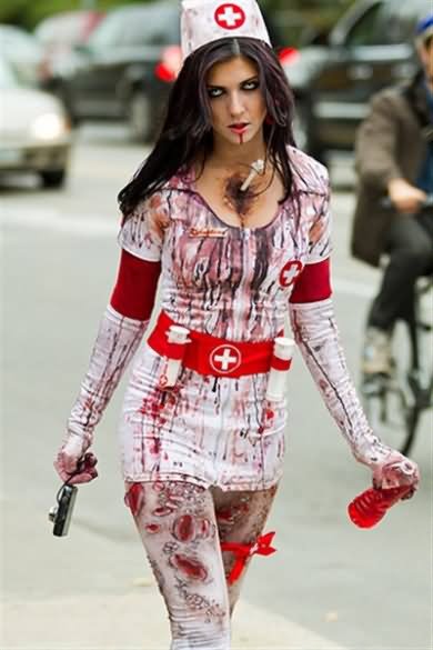 Nurse Zombie Costume Funny Photo