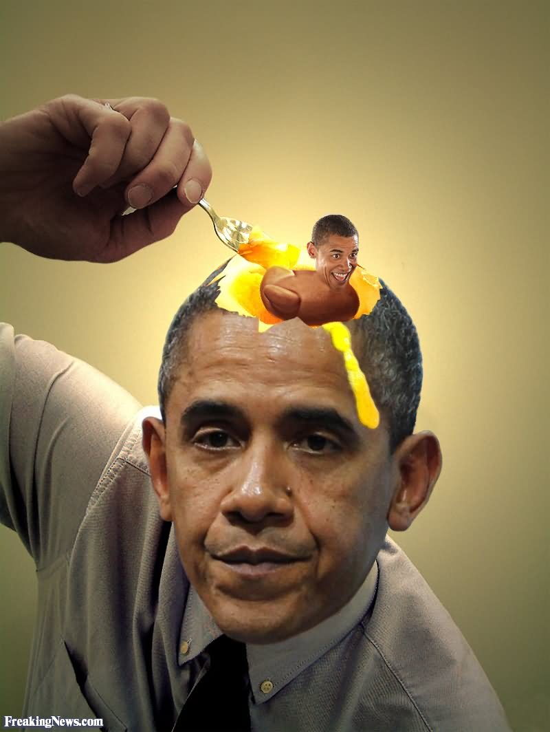 Obama With Egg Head For Breakfast Funny Photoshop Picture