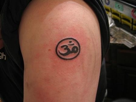 Om In Circle Tattoo Design For Shoulder