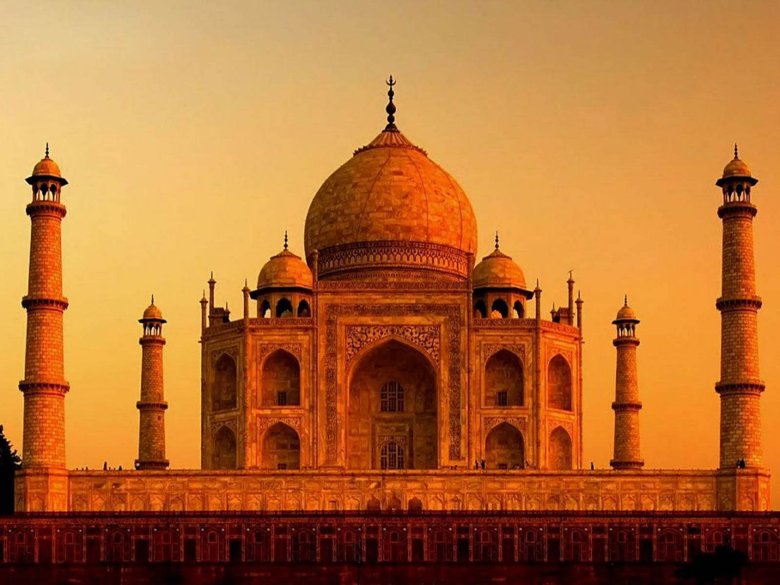 Orange Shade At Taj Mahal On Evening Time