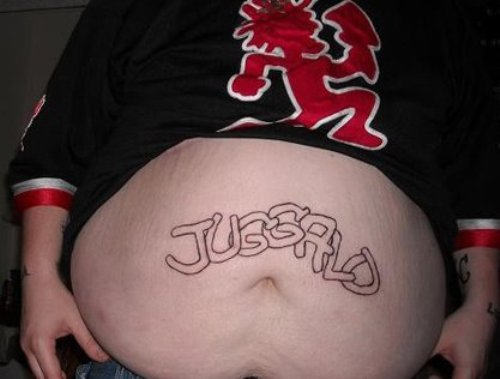 Outline Juggalo Tattoo On Belly