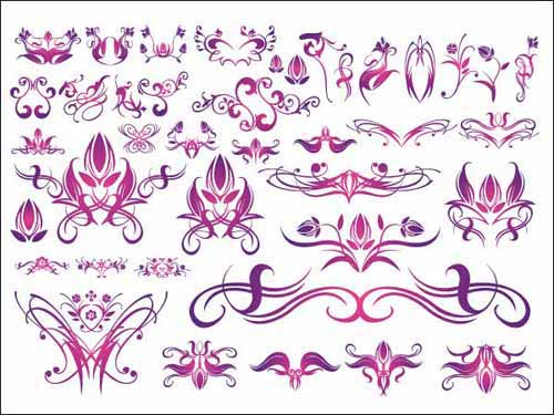 Pink Tribal Floral Tattoo Flash