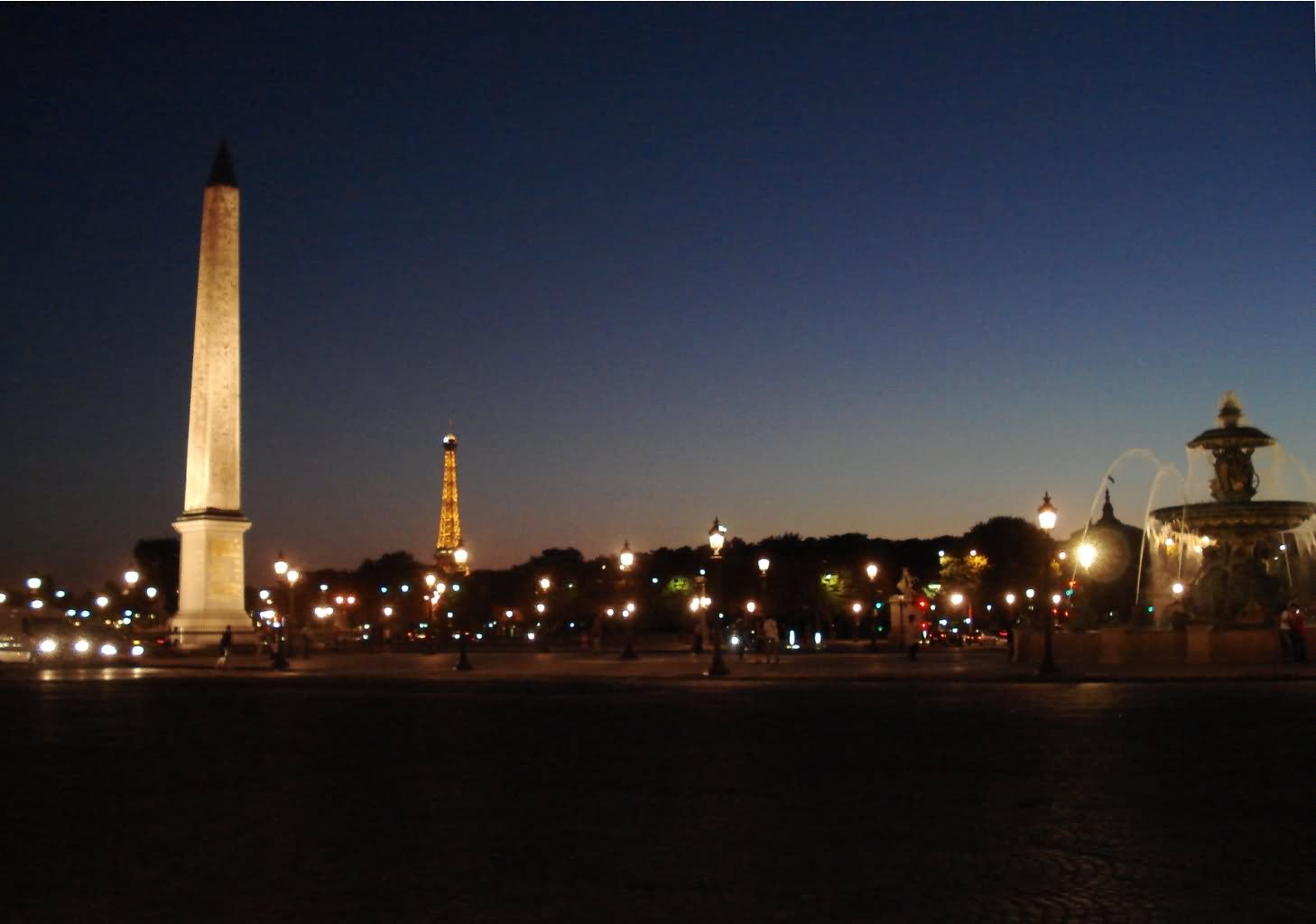 Place de la Concorde And Eiffel Tower Night View