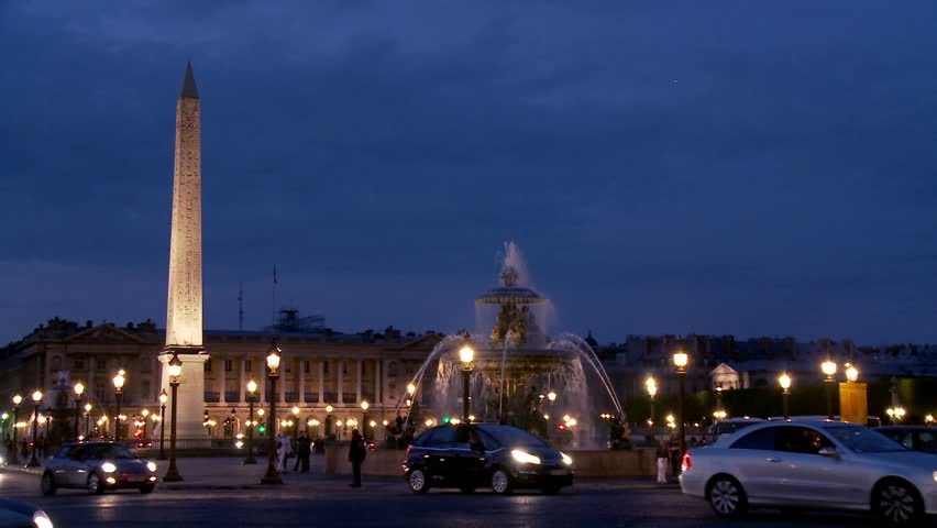 Place de la Concorde and Fountain Night View