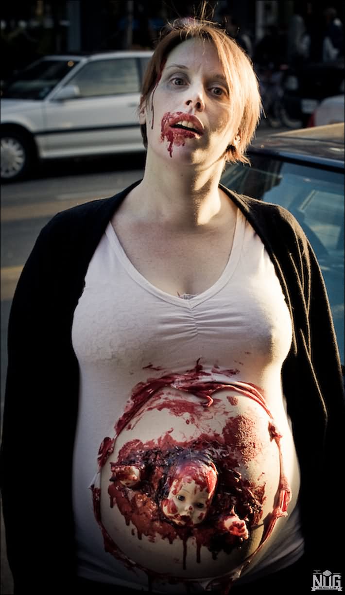 Pregnant Woman Funny Zombie Costume Picture For Whatsaap