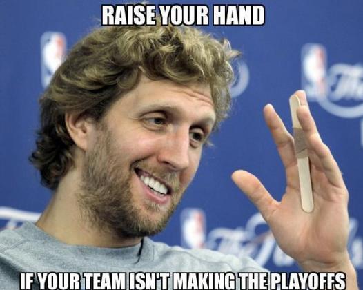 Raise Your Hand If Your Team Is Not Making The Playoffs Funny Sports Meme Image