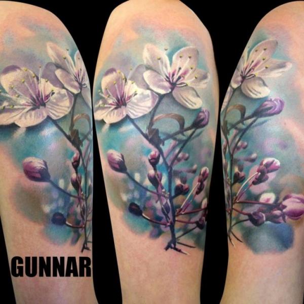 Realistic Floral Tattoo Design For Half Sleeve