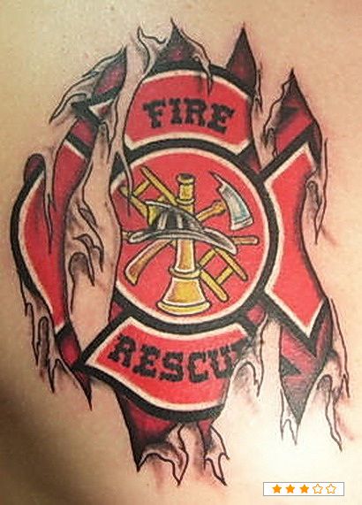 Ripped Skin Firefighter Cross Tattoo Design