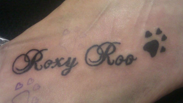Roxy Roo - Memorial Paw Print Tattoo Design For Foot