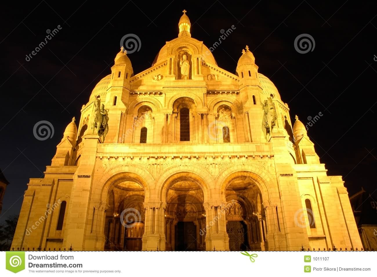 Sacre Coeur Looking Golden At Night