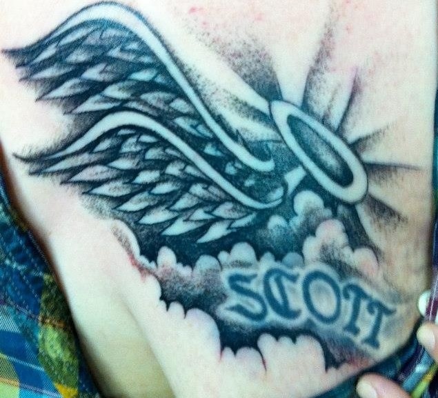 Scott - Memorial Angel Wings Tattoo Design For Shoulder