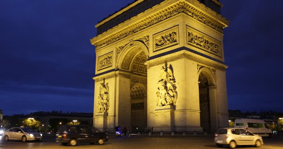 Side View Night Image Of Arc de Triomphe