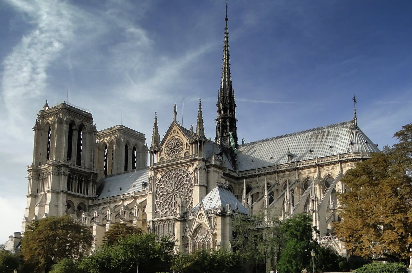 Side View Of The Beautiful Notre Dame de Paris