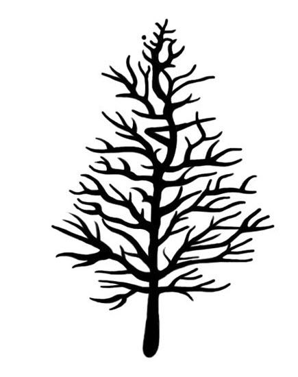 Simple Black Halloween Tree Tattoo Stencil