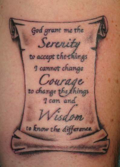 Simple Firefighter Prayer In Scroll Tattoo Design