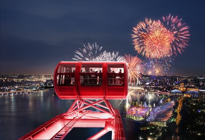 Singapore Flyer Capsule And Fireworks Picture