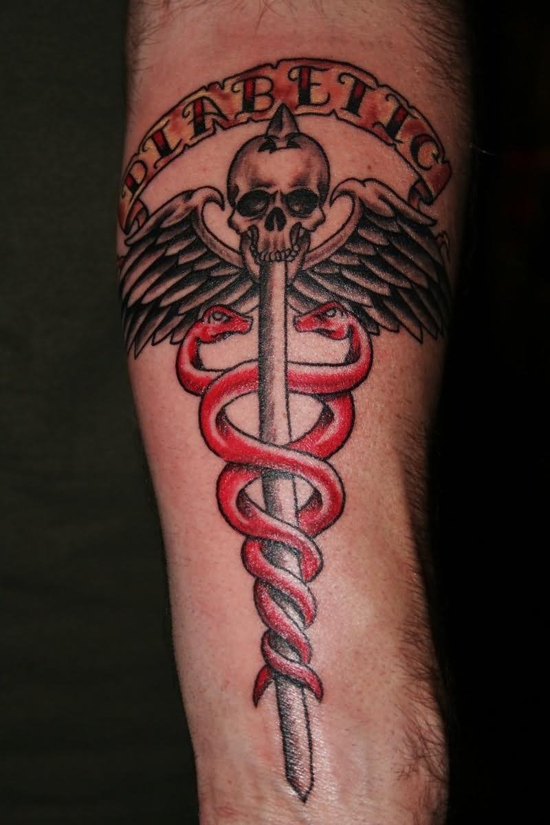 Skull Medical Symbol Tattoo Design For Arm