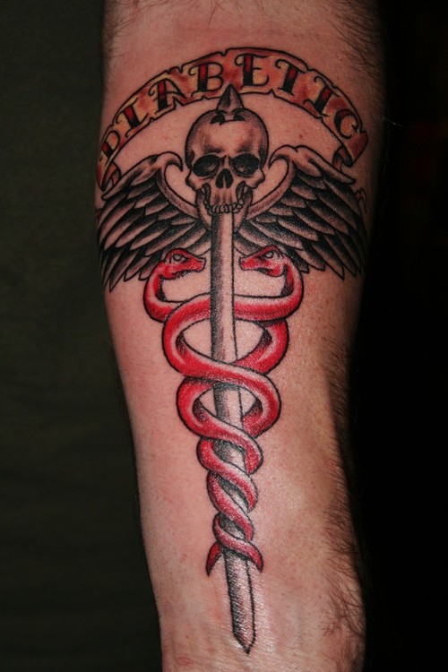 Skull Medical Symbol Tattoo Design For Sleeve