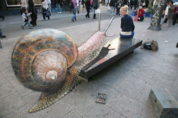 Snail Chalk Optical Illusion