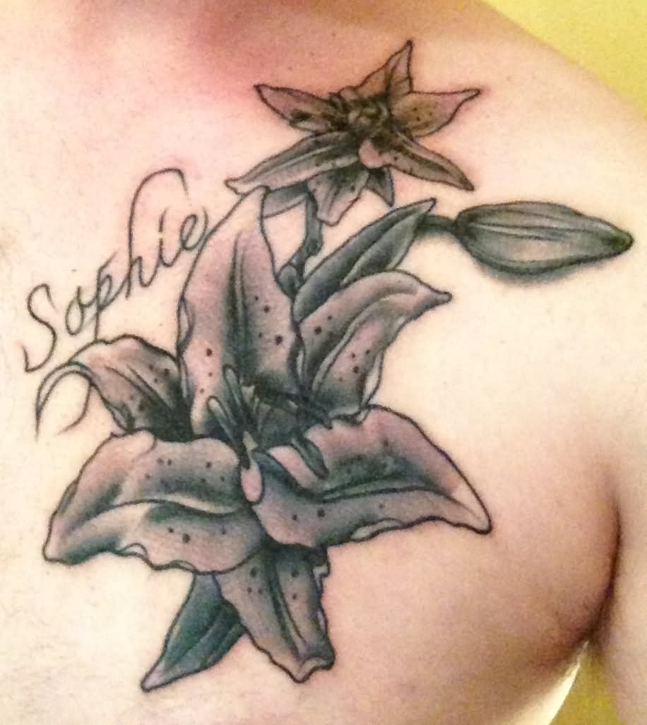 Sophie - Black Ink Floral Tattoo Design For Men