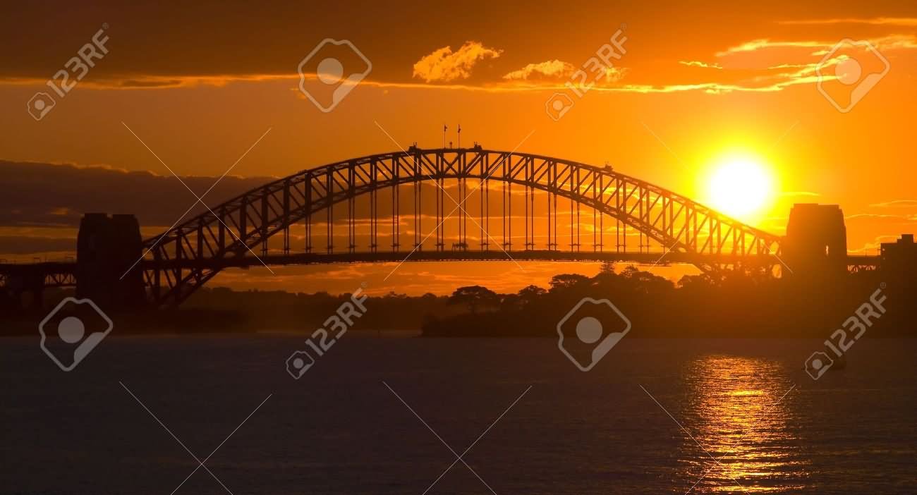 Sunset Behind Sydney Harbour Bridge
