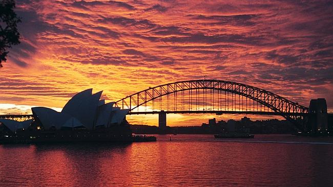 Sydney Harbour Bridge And Opera House Sunset View