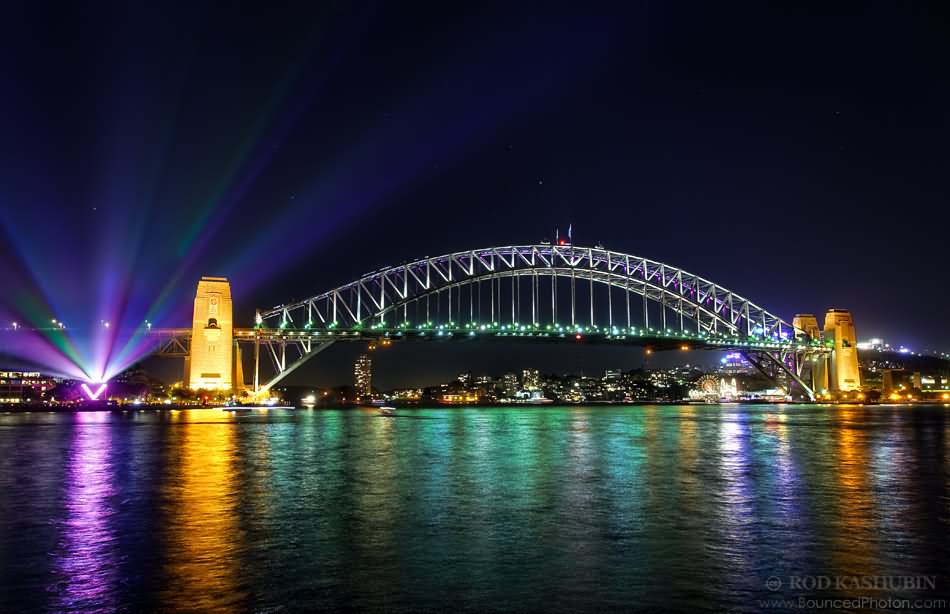 Sydney Harbour Bridge At Night During Vivid Sydney Festival
