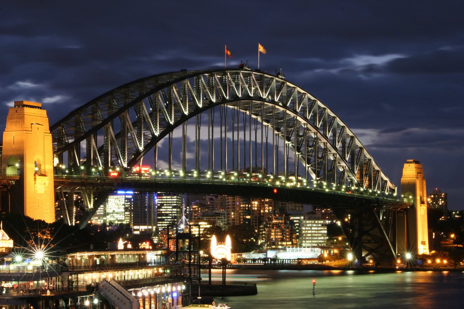 Sydney Harbour Bridge At Night HD Wallpaper