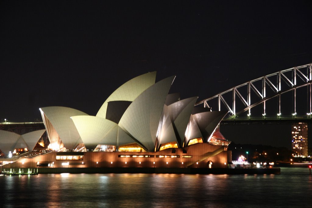 Sydney Opera House And Harbour Bridge View At Night