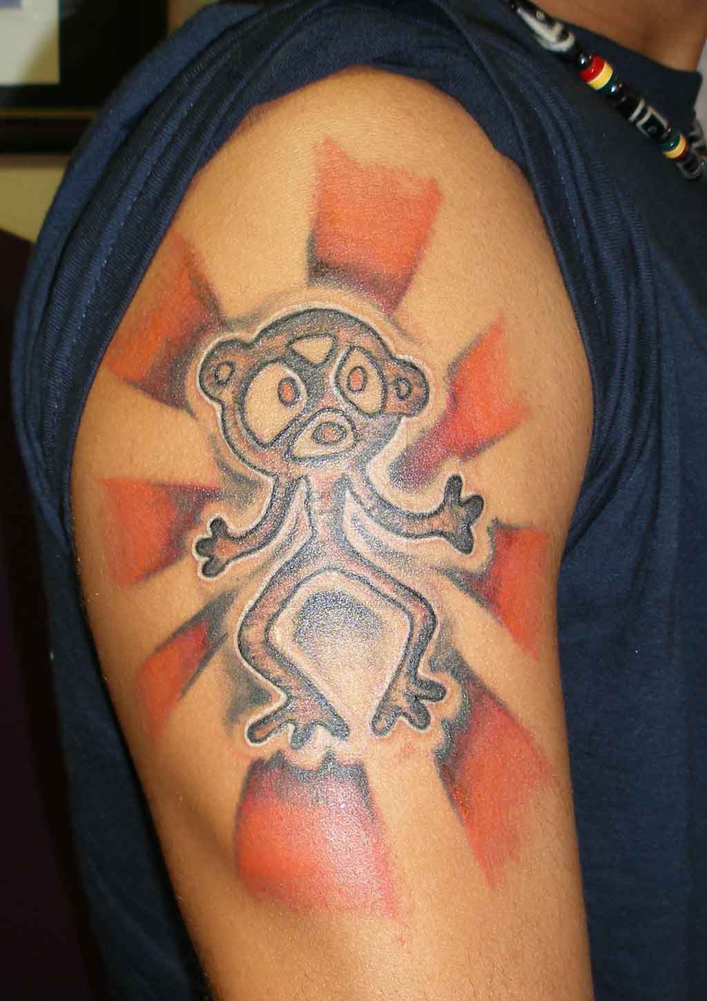 Taino Sun Tattoo On Right Bicep by Colo Redplanet