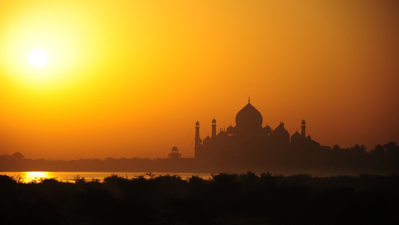 Taj Mahal, Agra At Sunset
